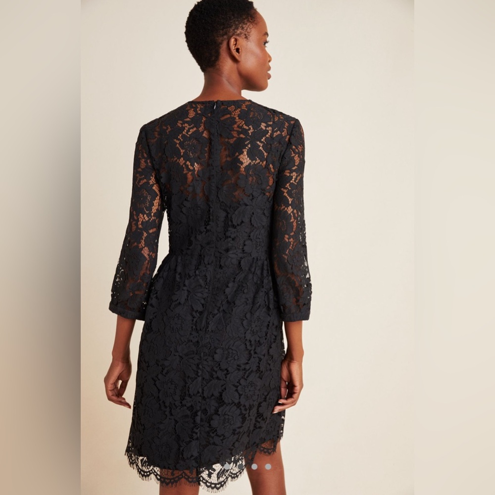 Anthropologie Mare Mare Persephone Black Lace Mini Dress Size Small - Picture 10 of 11